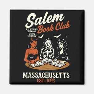 Vintage Salem Book Club Black Cat Bookish Spooky Magnet