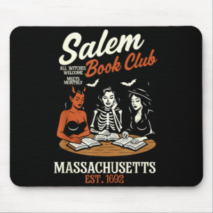 Vintage Salem Book Club Black Cat Bookish Spooky Mouse Pad