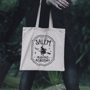 Vintage Salem Riding Academy Halloween Witch Tote Bag