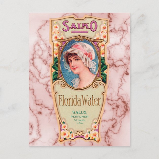 Vintage Salko Florida Water Perfume Label Postcard (Front)