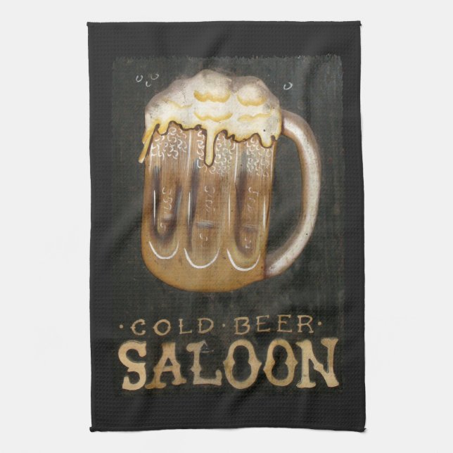 Vintage Saloon Beer Sign Tea Towel (Vertical)