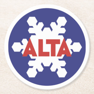Vintage Salt Lake City, Alta Ski resort utah gifts Round Paper Coaster
