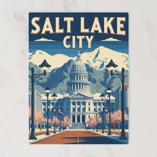 Vintage Salt Lake City Capitol and Mountains Postcard
