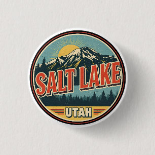 Vintage Salt Lake City Ski nature Utah skiing gift 3 Cm Round Badge