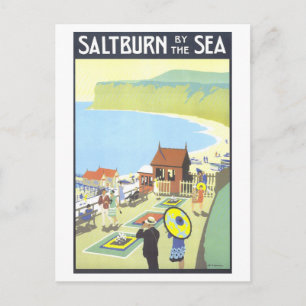 Vintage Saltburn by the Sea England Travel Poster Postcard