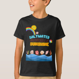 Vintage Saltwater Seashells Sunshine Funny Summer T-Shirt