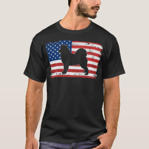 Vintage Samoyed Dog US American Flag  T-Shirt