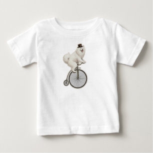 Vintage Samoyed on a Penny-Farthing Bicycle  Baby T-Shirt