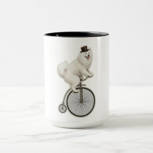 Vintage Samoyed on a Penny-Farthing Bicycle Mug