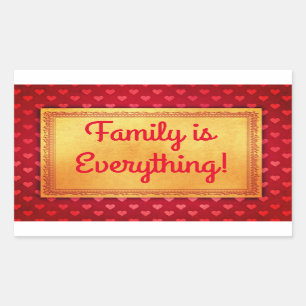 Vintage Sampler Family is Everything Quote Hearts Rectangular Sticker