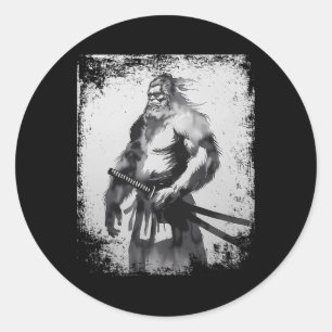 Vintage Samurai Bigfoot Japanese Art Anime Classic Round Sticker