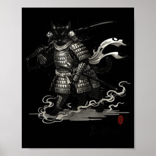 Vintage Samurai Cat Japanese Shirt  Poster