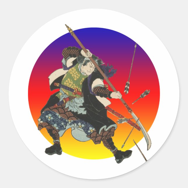 Vintage Samurai Classic Round Sticker (Front)