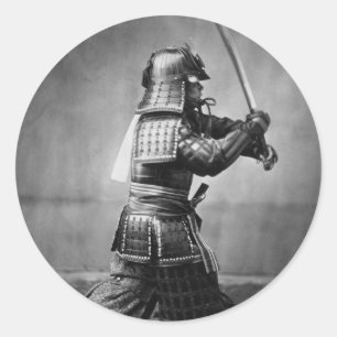 Vintage Samurai with Sword and Dagger Classic Round Sticker