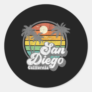 Vintage San Diego Beach California Surfing Retro S Classic Round Sticker