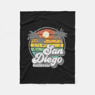 Vintage San Diego Beach California Surfing Retro S Fleece Blanket