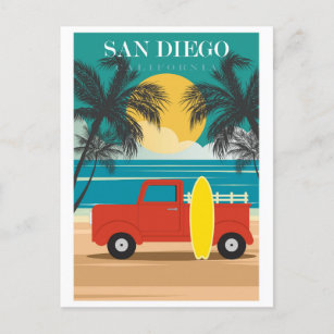 Vintage San Diego California Beach Travel Postcard