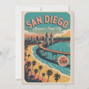 Vintage San Diego California Retro Travel Holiday Card