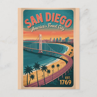 Vintage San Diego California Retro Travel Postcard