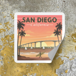  Vintage San Diego California Square Sticker