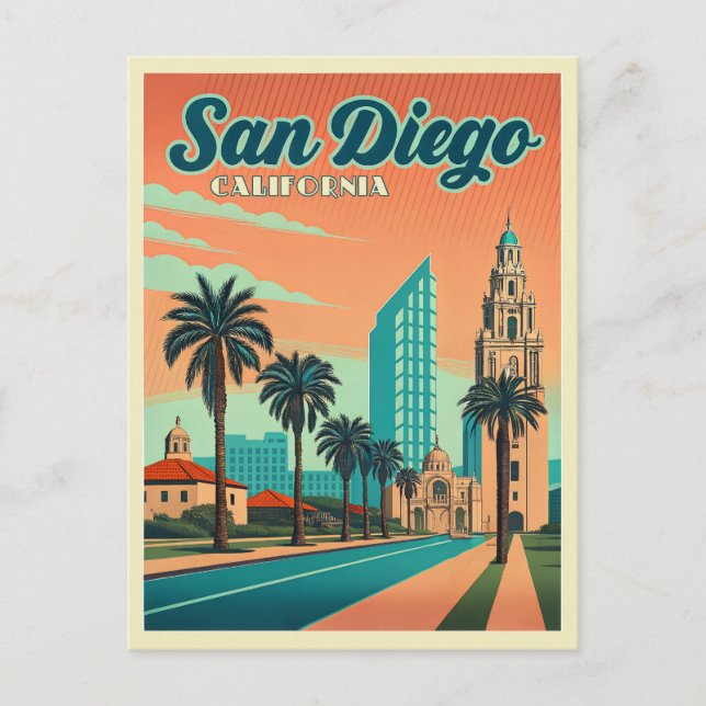 Vintage San Diego California Sunset  Postcard (Front)