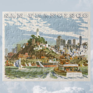 Vintage San Francisco Bay Travel Poster Ferryboat Jigsaw Puzzle