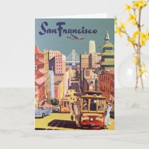 Vintage San Francisco Cable Cars Travel Poster Art Card
