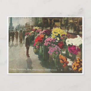 Vintage San Francisco California Flower Vendor Postcard
