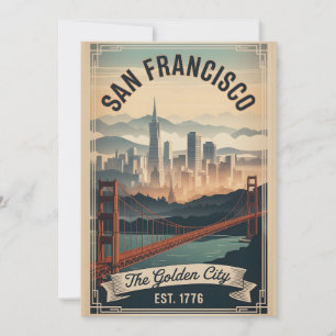 Vintage San Francisco California Golden City Retro Holiday Card