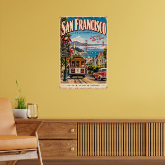 Vintage San Francisco California Travel Wall Art