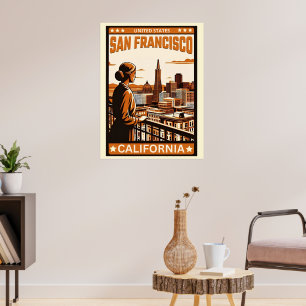 Vintage San Francisco City balcony view California Poster