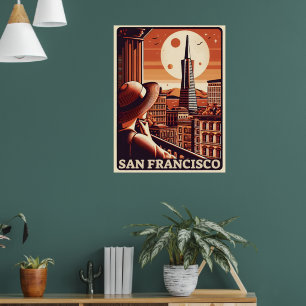 Vintage San Francisco City balcony view California Poster