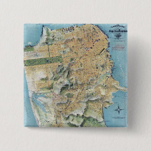 Vintage San Francisco Map 15 Cm Square Badge