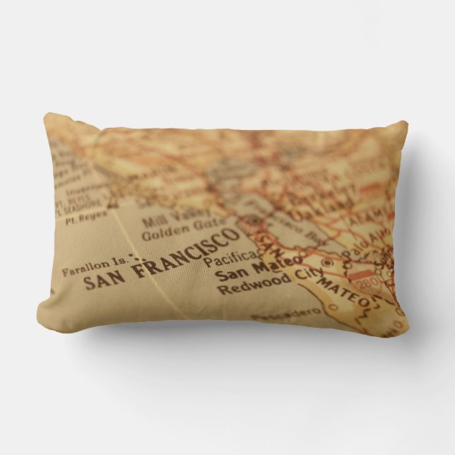 Vintage San Francisco Map Lumbar Pillow (Front)