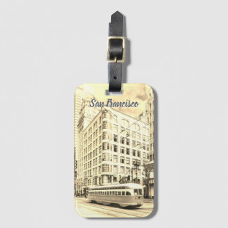 Vintage San Francisco Street with Trolley Car  Luggage Tag