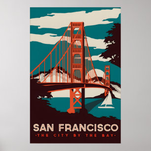 Vintage San Francisco Travel Poster Print, Golden