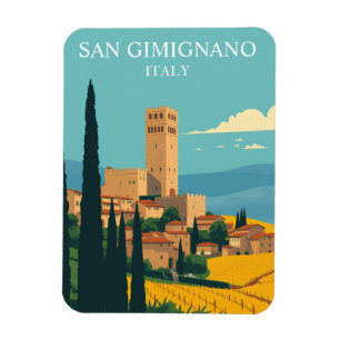 Vintage San Gimignano Italy Mediaeval Travel Magnet