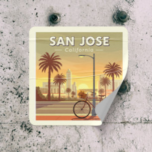 Vintage San Jose California Square Sticker