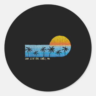 Vintage San Jose Del Cabo, Mx Palm Trees & Sun Classic Round Sticker
