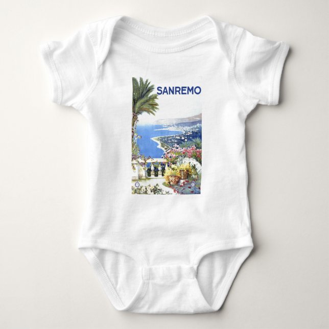 Vintage San Remo Italy Europe Travel Baby Bodysuit (Front)