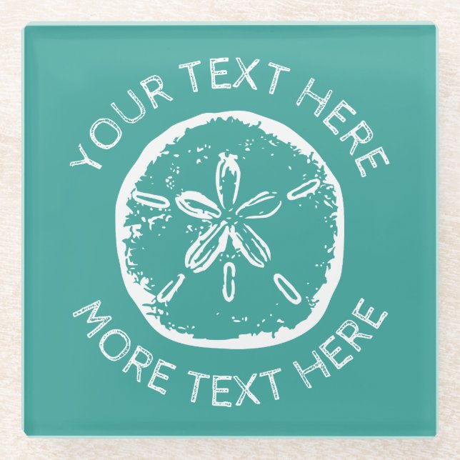 Vintage sanddollar beach shell image custom glass coaster (Front)