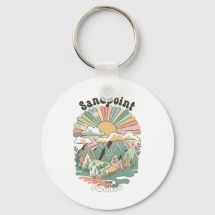 Vintage Sandpoint Idaho Mountains Hiking Sunset Gr Key Ring