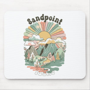 Vintage Sandpoint Idaho Mountains Hiking Sunset Gr Mouse Pad
