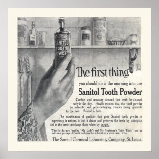 Vintage Sanitol Tooth Powder Ad from 1906 Poster