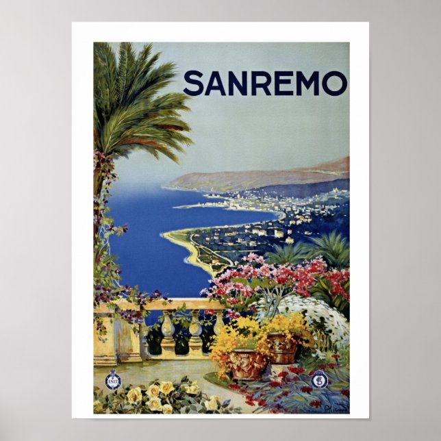Vintage Sanremo Italian travel ad Poster (Front)