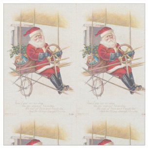 Vintage Santa Airship Fantasy Fabric