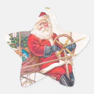 Vintage Santa Airship Fantasy Star Sticker
