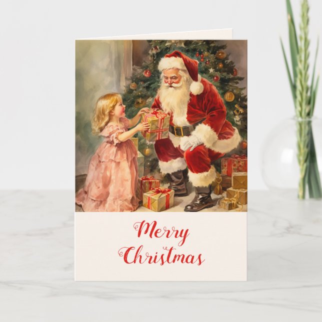 Vintage Santa and Child Christmas Card (Front)