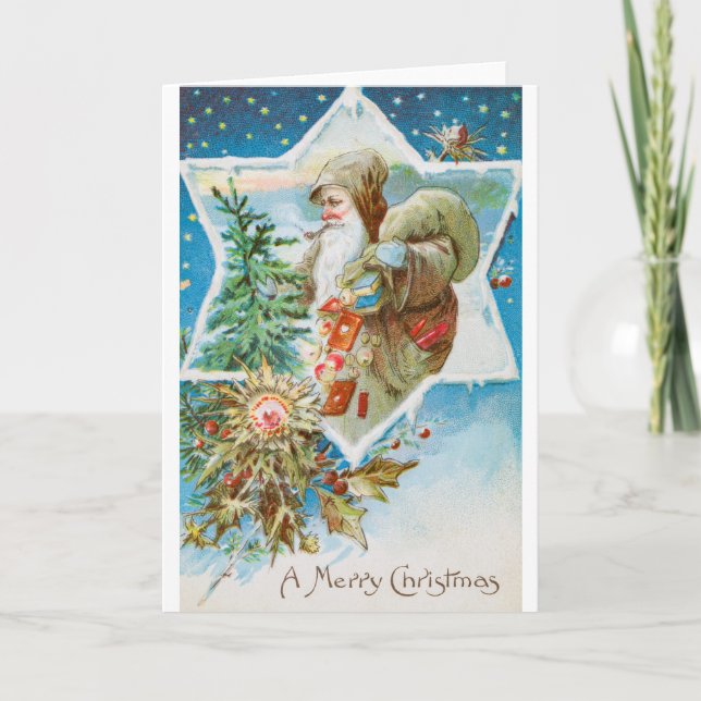 Vintage Santa and Gifts Merry Christsmas Card (Front)