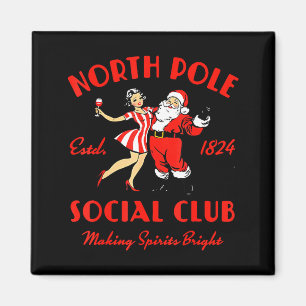 Vintage Santa And Lady Wine Scene North Le Social Magnet